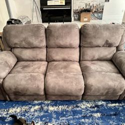 Reclining Microfiber Sofa and Loveseat From City Furniture Good Condition