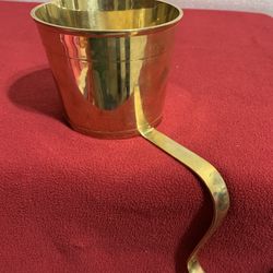 Vintage Brass Fireplace Coal / Ash Scoop Ladle with Hook Handle 4” Cup, 7” Long