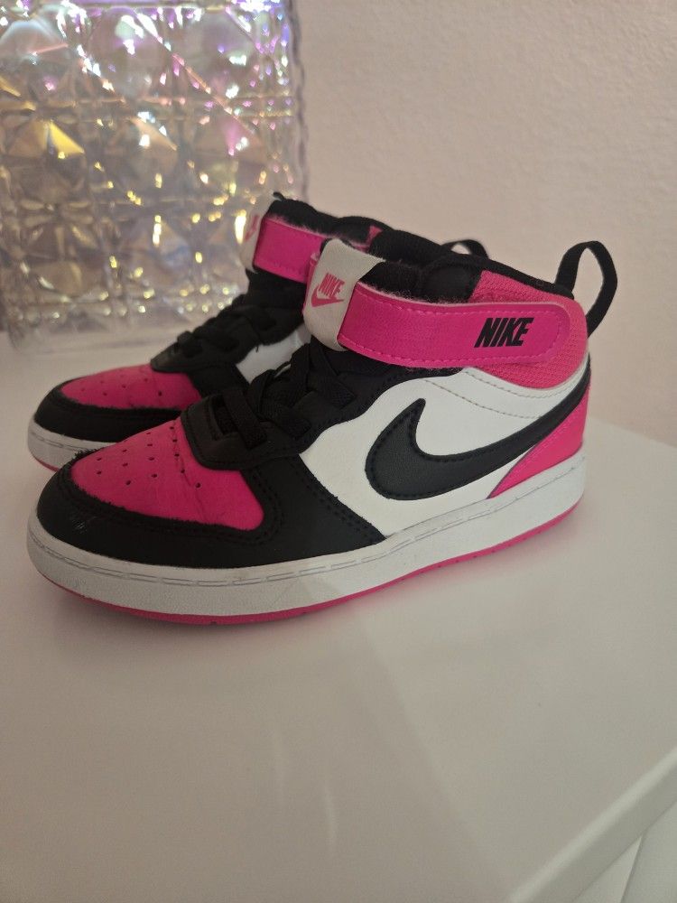 Nike Court Borough Mid – Size 10C Pink/Black/White