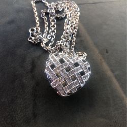 Vintage MSilvee Toned  Tone TEMP VISO Crystal Heart Watch Necklace