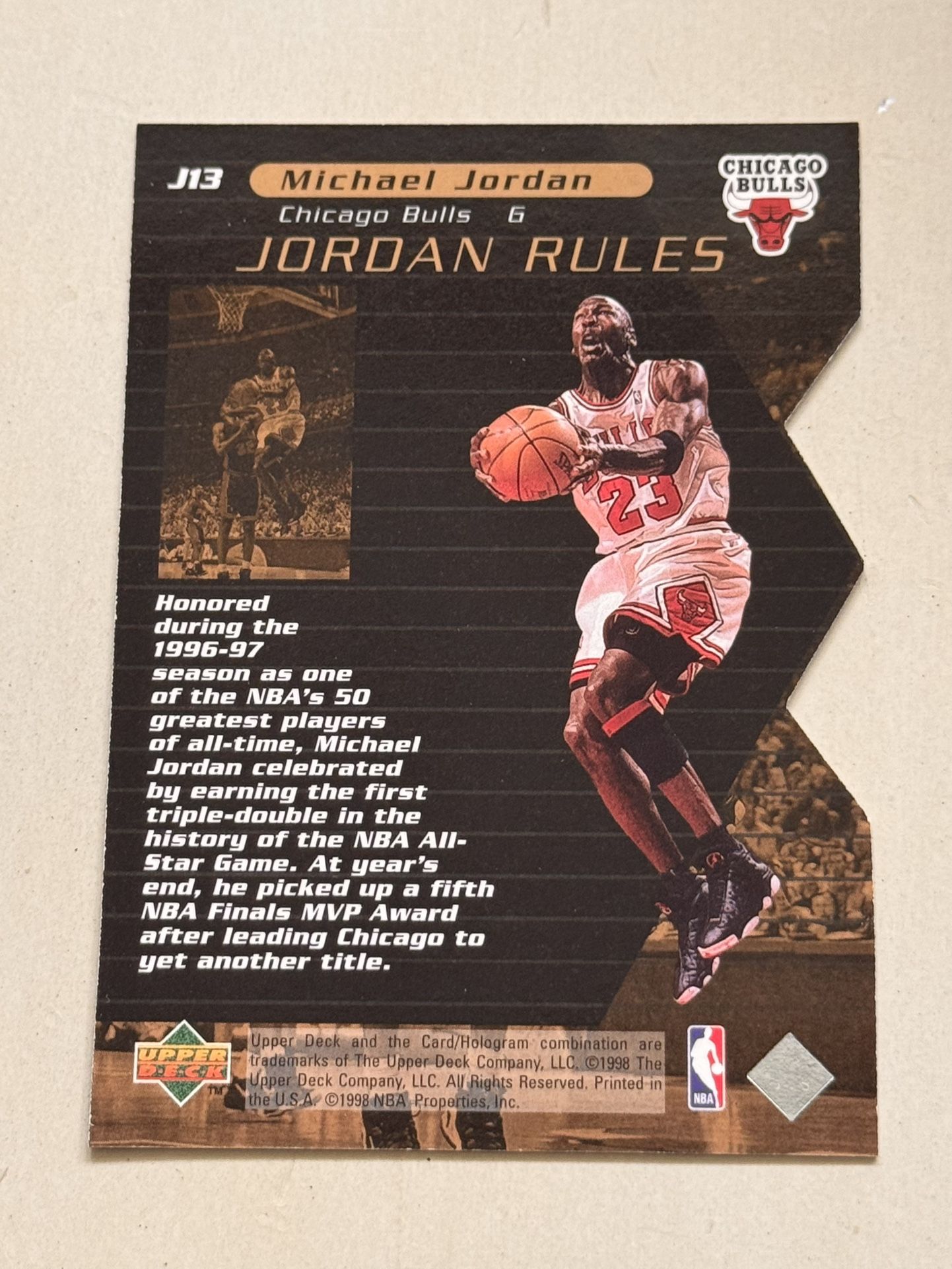1998 Michael Jordan Upper Deck Jordan Rules Die Cut #J13 Chicago Bulls