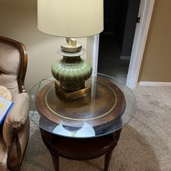 Antique side Tables. Solid Wood With Glass Top. 
