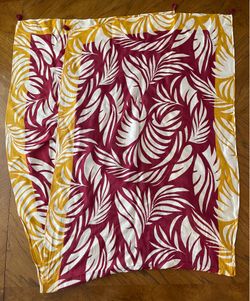 Boho Tropical Leaf Print Oblong Fashionable Scarf with Tassels