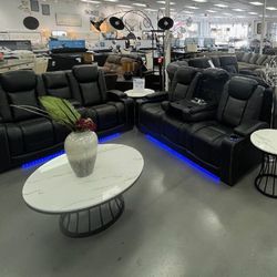 POWER RECLINER-SOFA SET W LED LIGT AND HEADREST,CONSOLE W USB AND DRINK HOLDER
