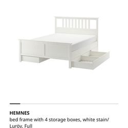 IKEA Bed frame with 4 storage boxes