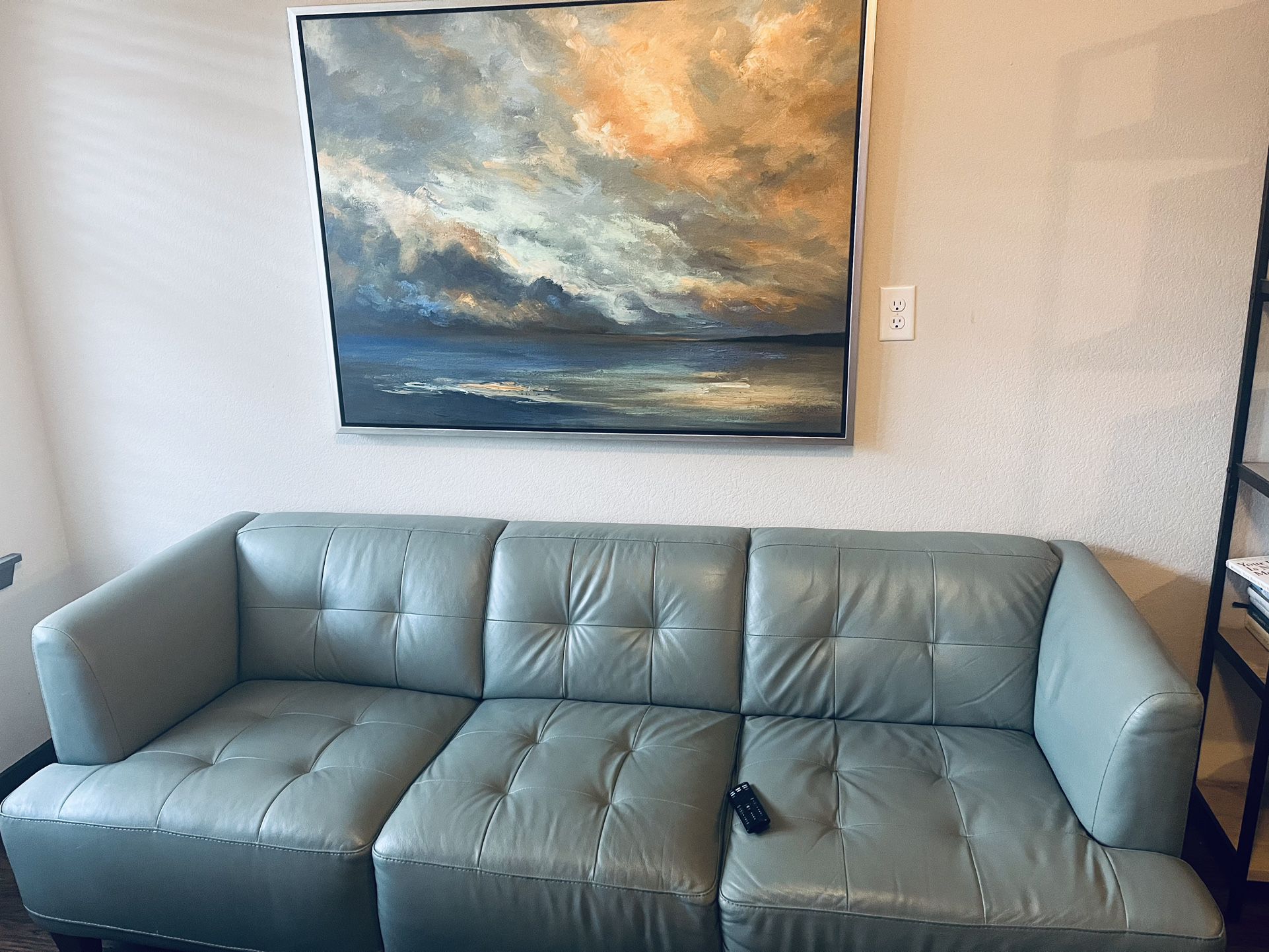 Soft Leather Couch & Picture 