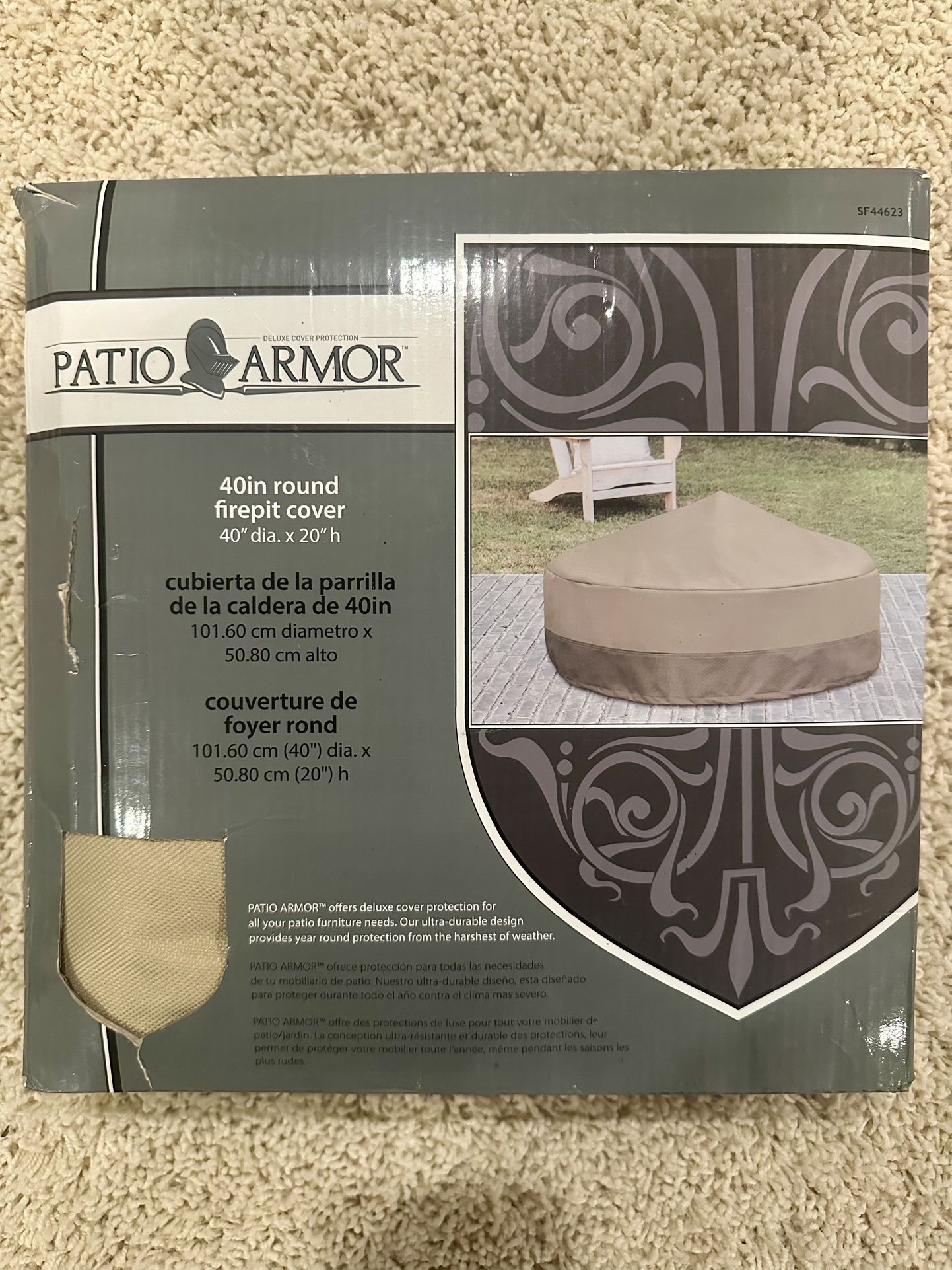 Patio Armor 40in Round Firepit Cover (40" dia. x 20" h) (OPEN BOX, NEVER USED)