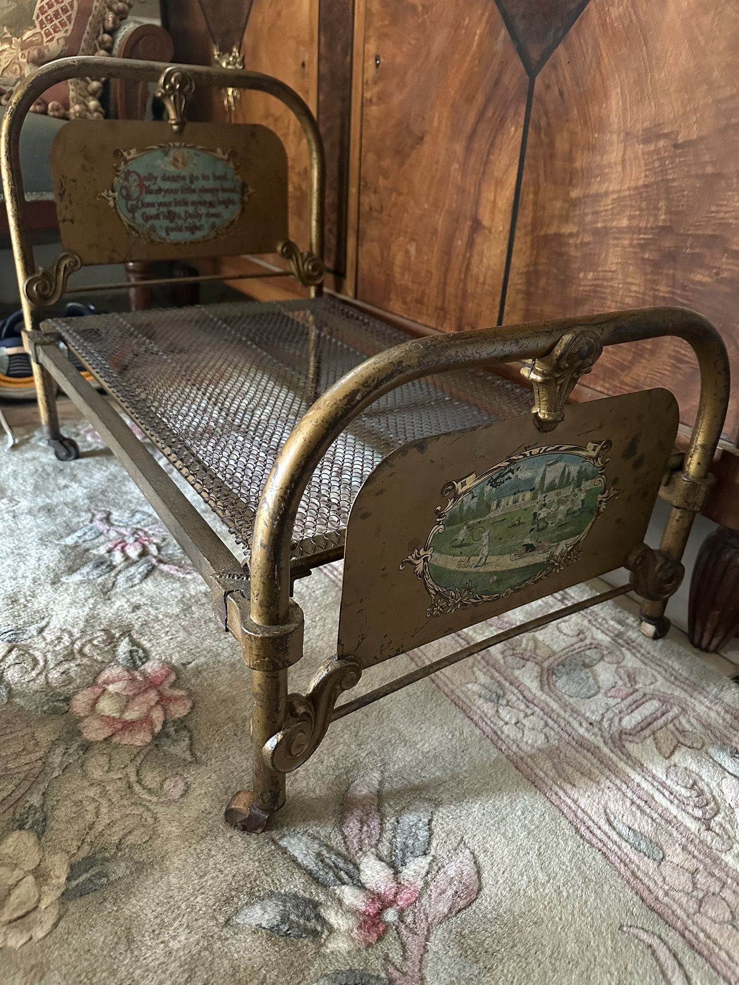 Antique Iron Doll Bed