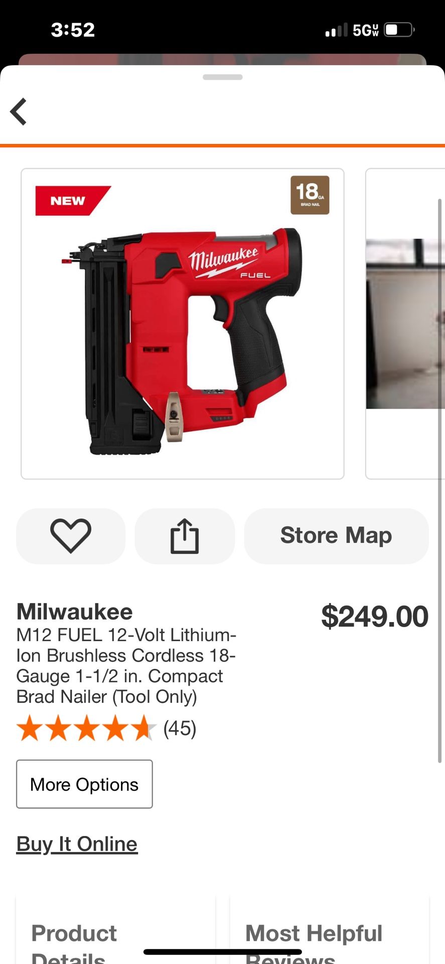 M12 FUEL 12-Volt Lithium-Ion Brushless Cordless 18-Gauge 1-1/2 in. Compact Brad Nailer (Tool Only)
