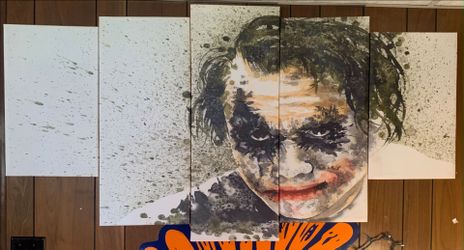 Multi-panel canvas wall art set of the joker from the dark night of heath ledger