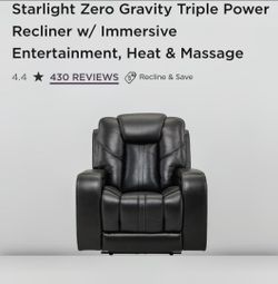 Starlight Zero Gravity Triple Power Recliner w/ Immersive Entertainment, Heat & Massage