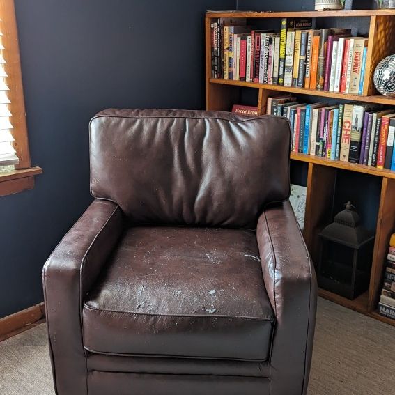 Brown Leather Tuxedo Chair