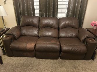 Brown Leather Reclining Couch