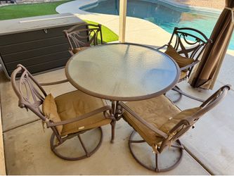 47” Glass top metal patio set & chairs