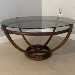 MidCentury Bamboo and Glass Coffee Table