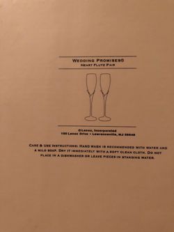 Lenox heart flute pair wedding champagne glasses