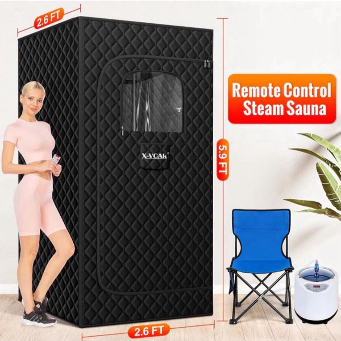 Portable Recovery Relaxation 9 Levels Steam Sauna Box for Home - Black