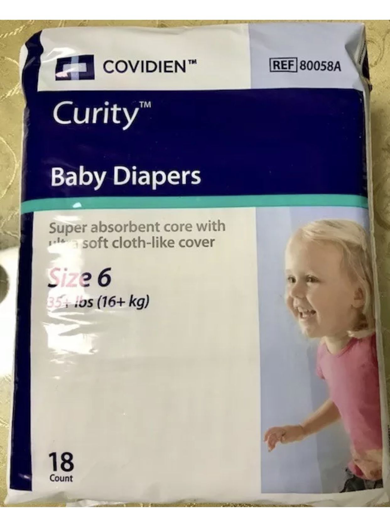 Covidien Curity Baby Diapers - Size 6 (35+ lbs - 16+ Kg.) (Case of 144)