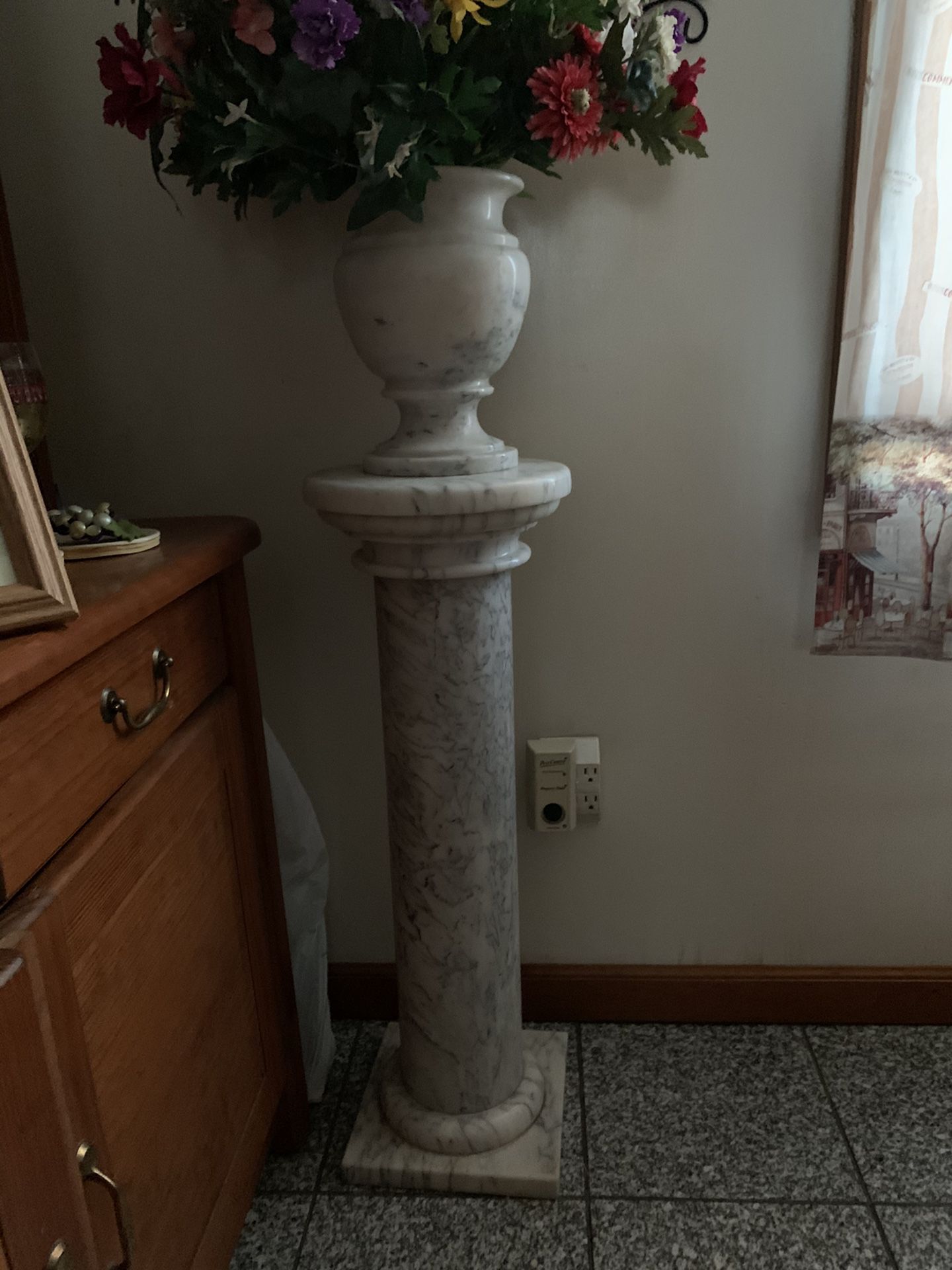 Marble Plant Stand and Pot