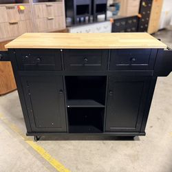 Rolling Kitchen Island with Drop Leaf,