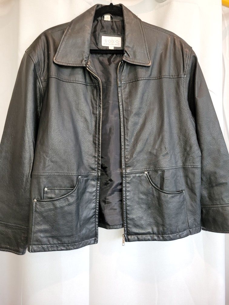 XOXO Black Leather Jacket, Size L