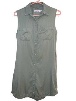 Vineyard Vines Army Green Sleeveless Mini Shirt Dress Size 2