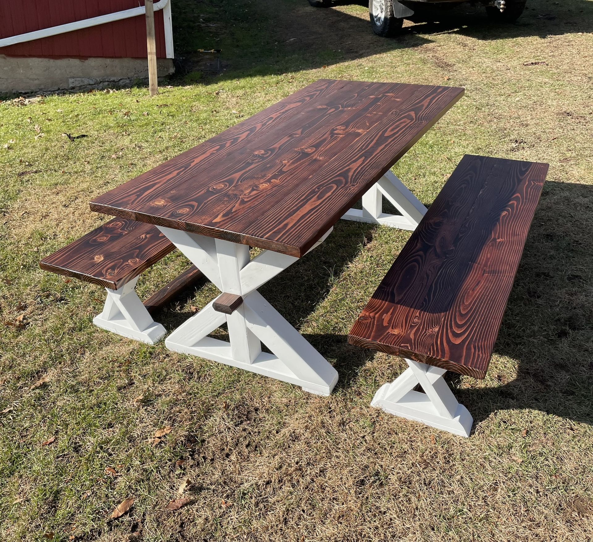 Handmade Farmhouse Table with Benches