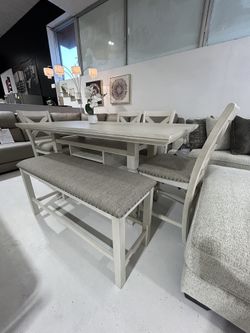 Robbinsdale White Ct Height Dining Set W Storage