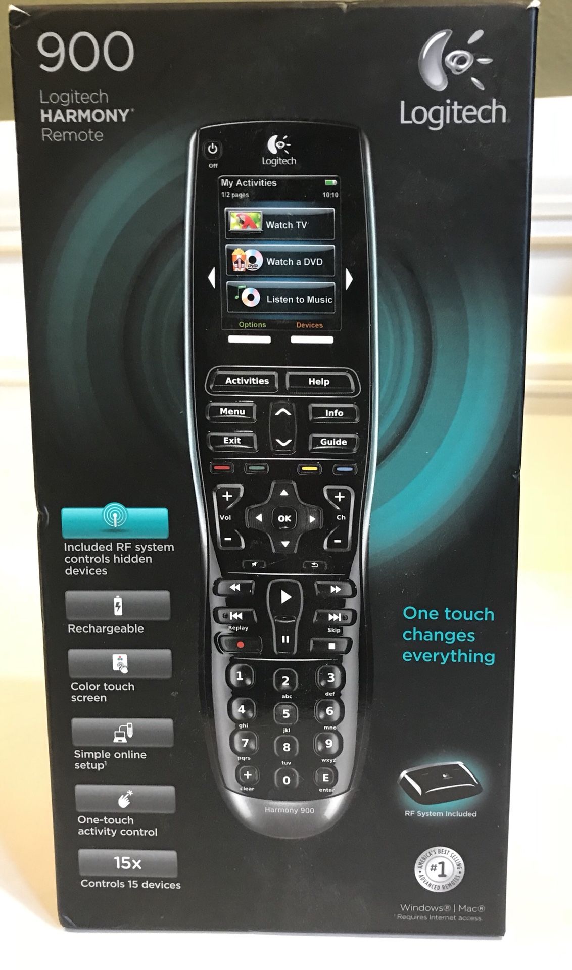 Logitech Harmony 900 Rechargeable Remote with Color Touch