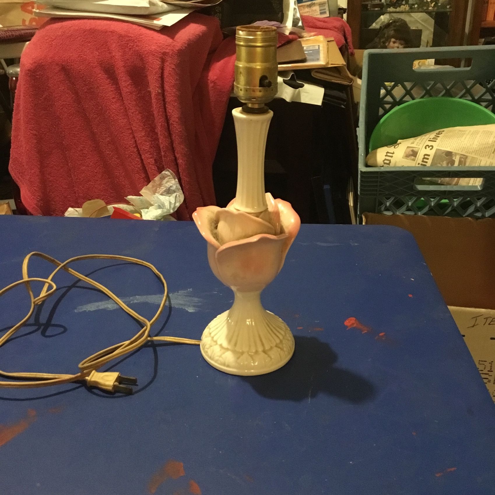 Porcelain Pink Rose Lamp