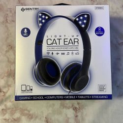 Light Up Cat Ear Folding Headphones With Mic