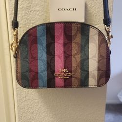 Mini Serena Crossbody In Signature Canvas With Stripe Print