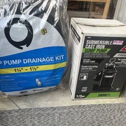 1/3 HP Sump Pump And Drain Kit NEW