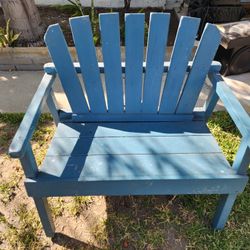 Wooden Blue Adirondack Bench