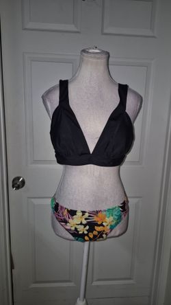 Cupshe Black Top w/ Printer Bottom Bikini Set