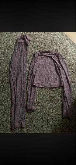 Mauve Heathered Crop Top and Pants Set