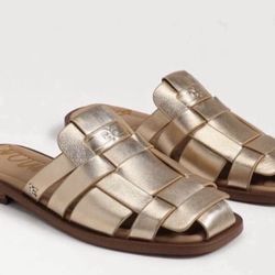 Sam Edelman Dina Fisherman Leather Slip On Mule Sandals 