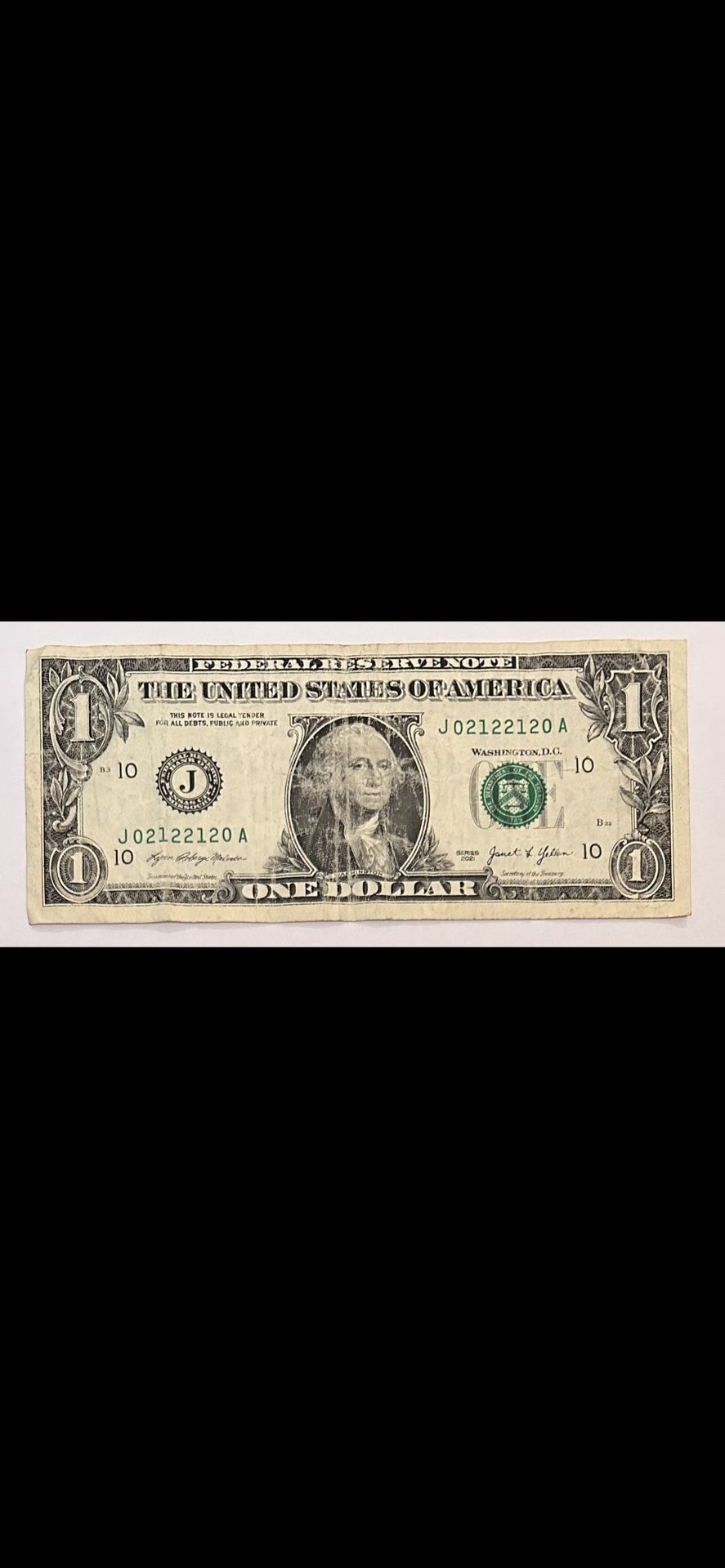 Radar Palindrome Dollar Bill True Trinary Note 
