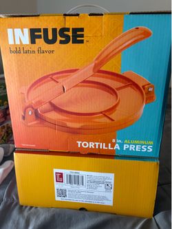 2 Available – NEW INFUSE 8” Aluminum Tortilla Press – Sealed