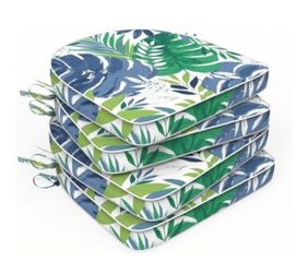 Set of 4 Outdoor Chair Cushions 19"x19"x2",Water Repellent Dining Seat Cushion with Ties and Removable Covers, Chair Cushions for Indoor and Patio Fur