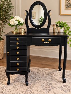 ✨ Beautifully Refinished Vintage Vanity with Mirror & Jewelry Compartment ✨