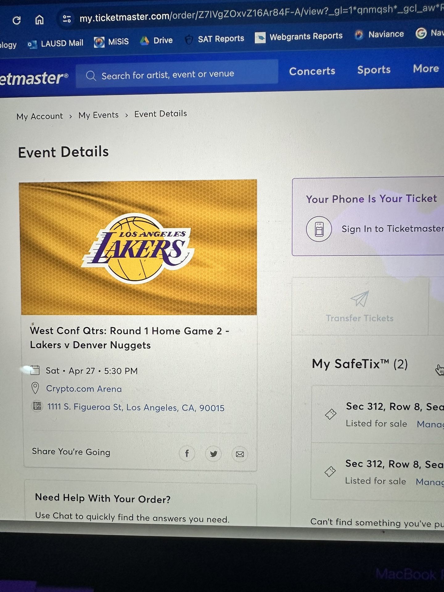 Lakers Nuggets Game 4 - 4/27