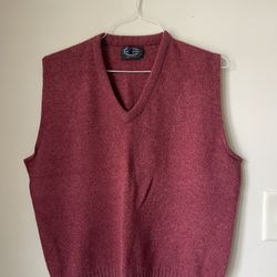 Vintage 70s 80s Jantzen V Neck Sweater Vest Made in USA Red Grandpa Grunge L