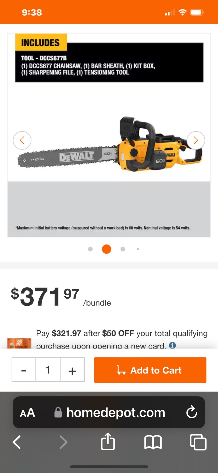 NEW DEWALT 20” FLEXVOLT CHAINSAW TOOL ONLY