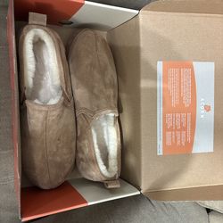 Leather fur slippers