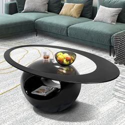 Glass Coffee Table Set, One Oval Coffee Table Unique Table