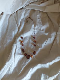 Clear Brown Beaded Necklace 20 Inch