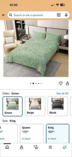 Green Leopard Print King Duvet Cover Set