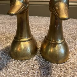 Vintage Brass Duck Bookends 