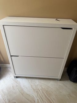 White Wood Shoe Storage Cabinet